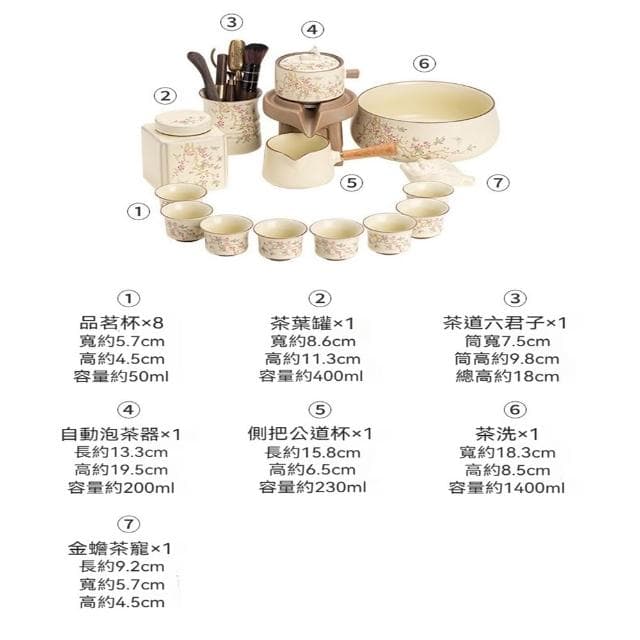 Jimi 集米 茶具 差距組 汝窯紫藤花自動茶具套裝 家用輕奢高檔懶人茶壺茶杯 可定陶瓷茶杯