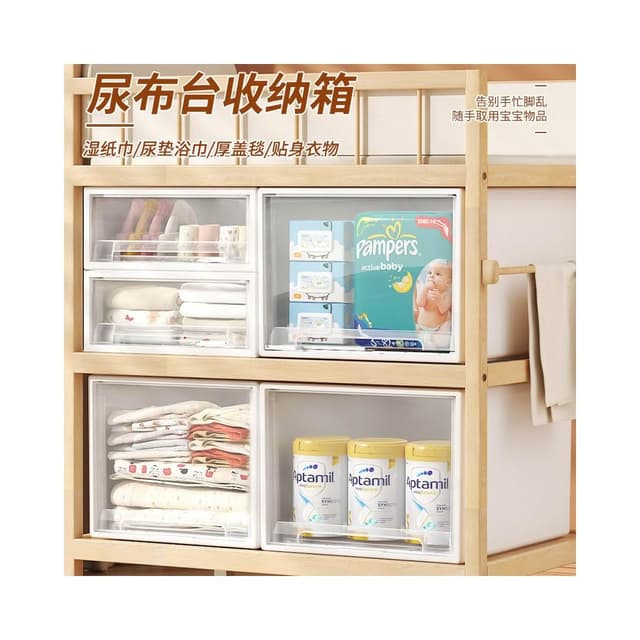 收納箱抽屜式防黴可透視收納盒透明嬰兒尿布棉巾內衣襪子整理箱