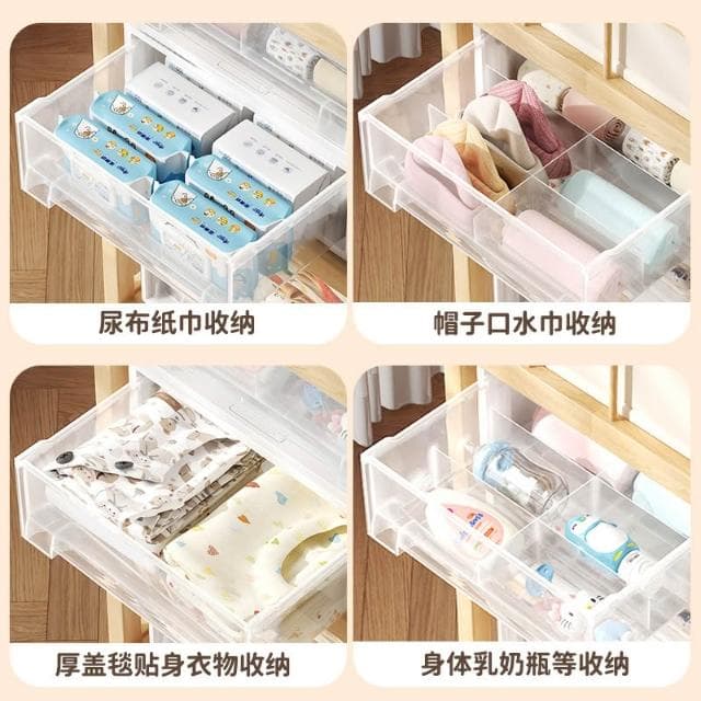 收納箱抽屜式防黴可透視收納盒透明嬰兒尿布棉巾內衣襪子整理箱