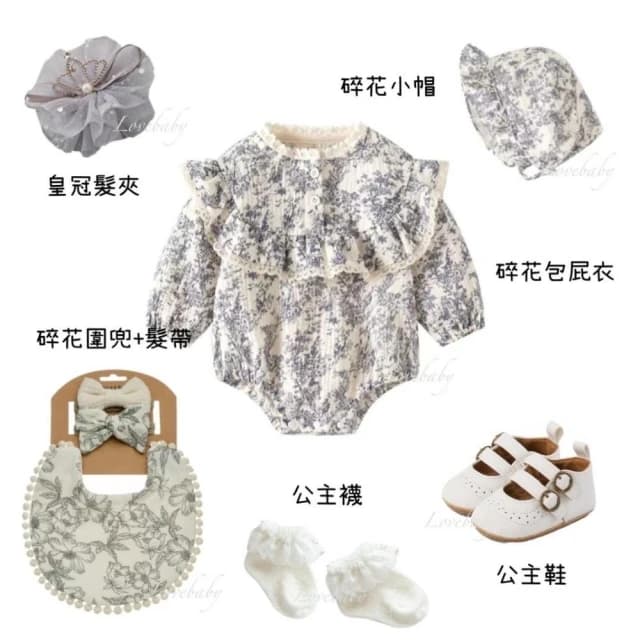 女寶寶禮盒 藍碎花·彌月禮盒·滿月禮·嬰兒禮盒·新生兒禮盒·滿月送禮·彌月禮·寶寶禮盒·寶寶禮物·週歲禮物