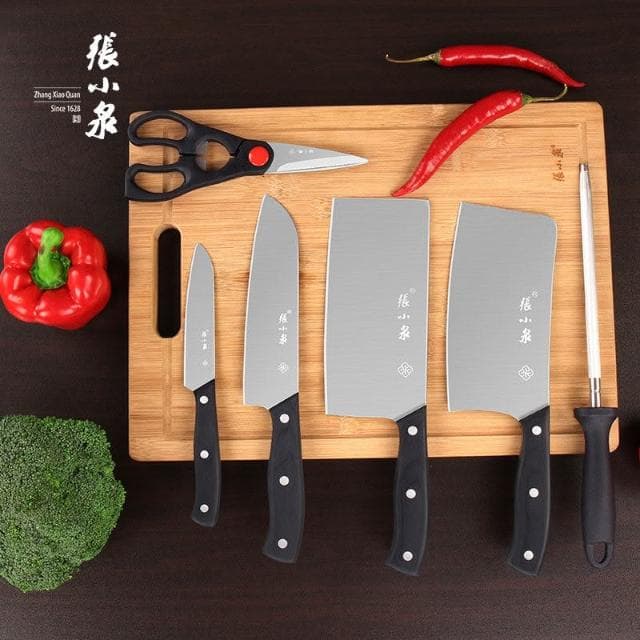 張小泉黑鋒刀具套裝 廚房菜刀套裝 家用廚具全套廚刀烹飪組合正品
