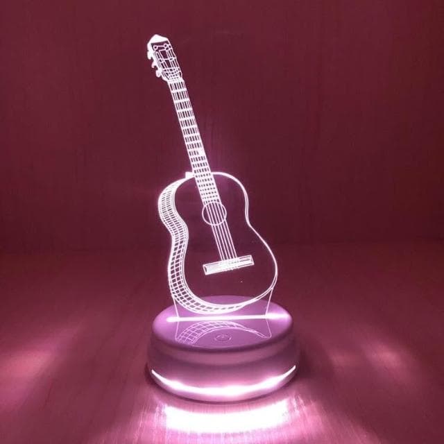 創意禮品夜光電吉他檯燈小夜燈3d臥室LED床頭燈情人節生日禮物檯燈 裝飾燈 小夜燈 夾式燈 床頭燈 書桌檯燈 桌燈