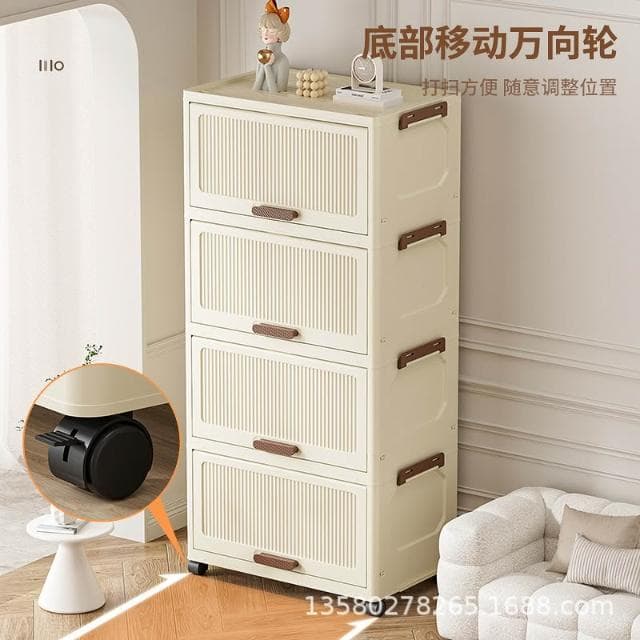 折疊收納櫃翻蓋嬰兒衣櫃多層櫃子零食玩具儲物櫃家用免安裝置物箱