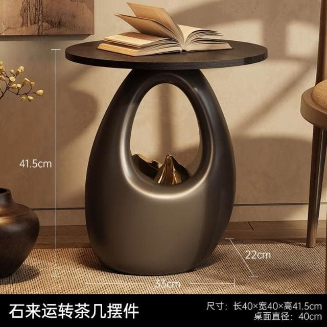 免運😊石來運轉小茶几小桌子陽臺喝茶沙發落地擺件簡約輕奢高檔喬遷禮物