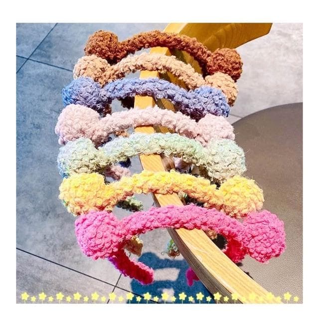 韓系小熊髮箍 髮箍 羊毛卷髮箍 髮飾 球球髮箍 造型髮箍 聖誕禮物 情人節禮物 送禮 可愛
