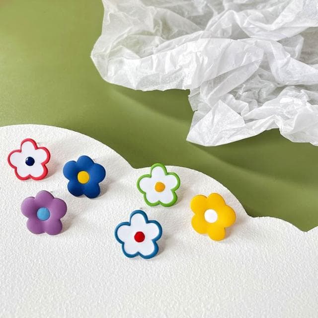 多色雛菊耳環 飾品 耳釘 網美 高級感 耳飾 氣質百搭 耳環 韓國 耳針 耳夾 夾式耳環