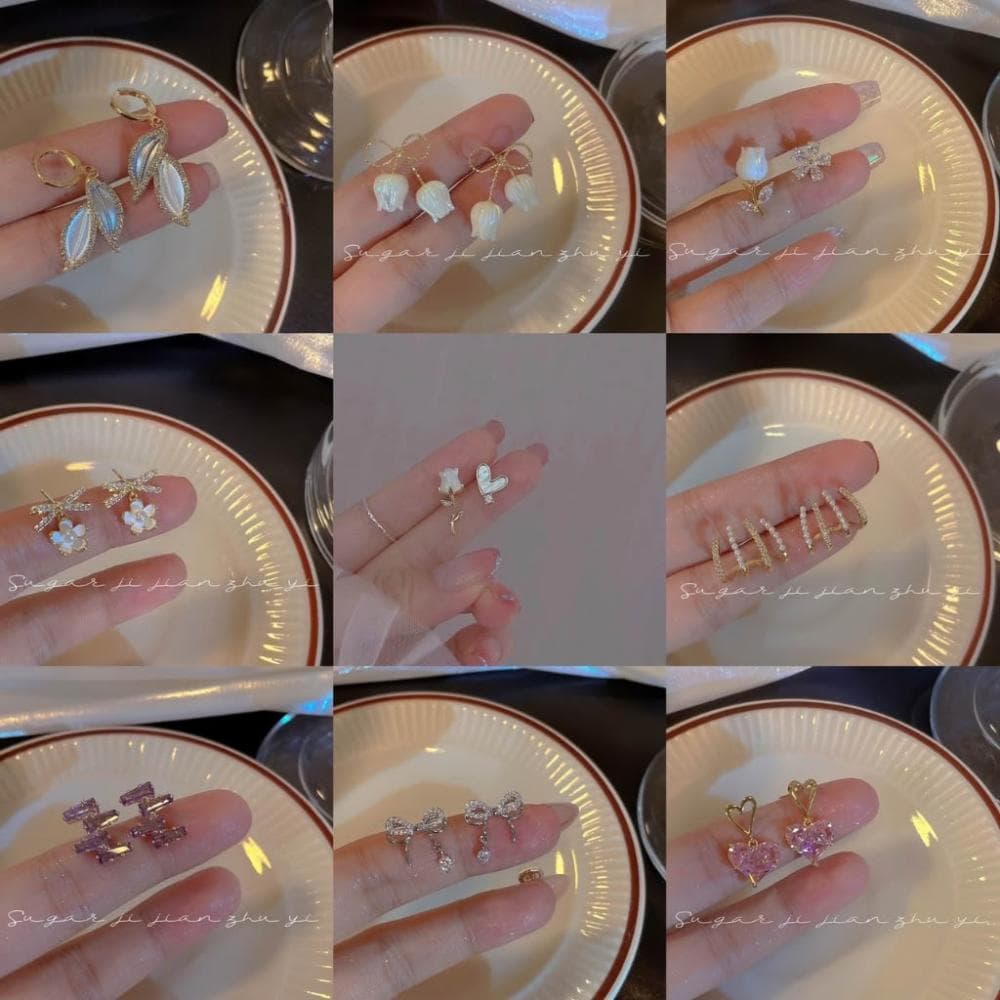粉鑽花朵耳環 飾品 耳釘 網美 高級感 耳飾 氣質百搭 耳環 韓國 耳針