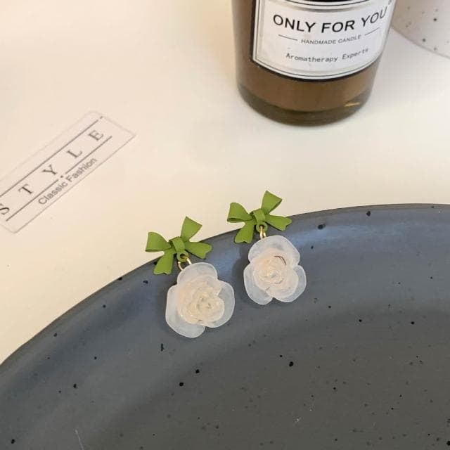 雙色玫瑰耳環 飾品 耳釘 網美 高級感 耳飾 氣質百搭 耳環 韓國 耳針