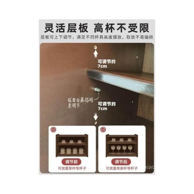 免運 實木防塵杯架長虹透明茶具收納櫃杯子水杯咖啡杯置物架桌麵收