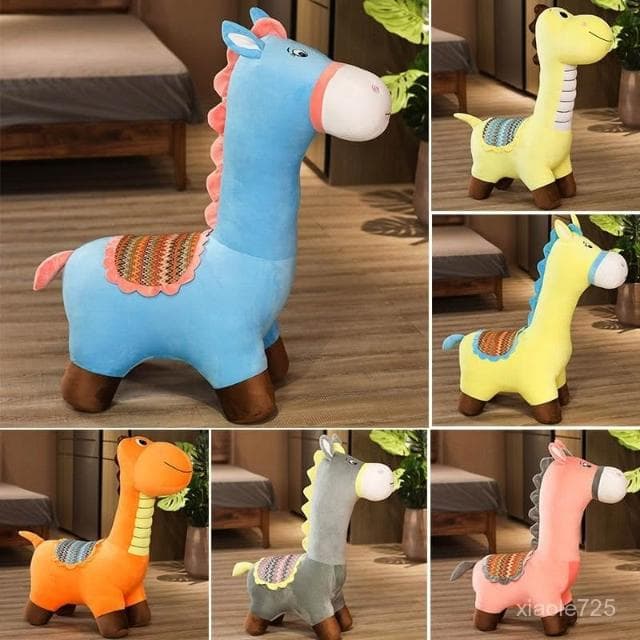 免運 可愛小毛驢毛絨玩具恐龍坐騎長頸鹿公仔可以騎的玩偶木馬兒童禮物