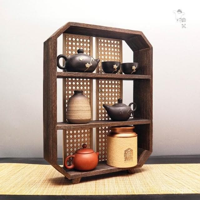 免運🚛複古中式博古架小型多寶閣桌麵茶壺茶具收納架茶杯架子多層置物架