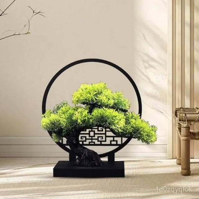 免運🚛仿真迎客鬆室內客廳屏風擺件電視櫃茶幾擺設植物小盆栽擺飾品塑料