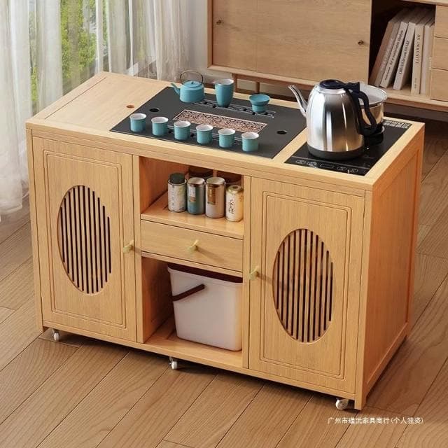 移動茶桌家用小茶臺燒水壺一體茶水櫃茶車陽臺非實木茶几茶具套裝