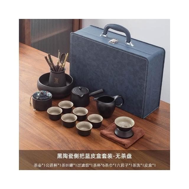 烏金石茶盤日式茶壺黑陶功夫茶具套裝家用輕奢辦公室會客整套禮盒