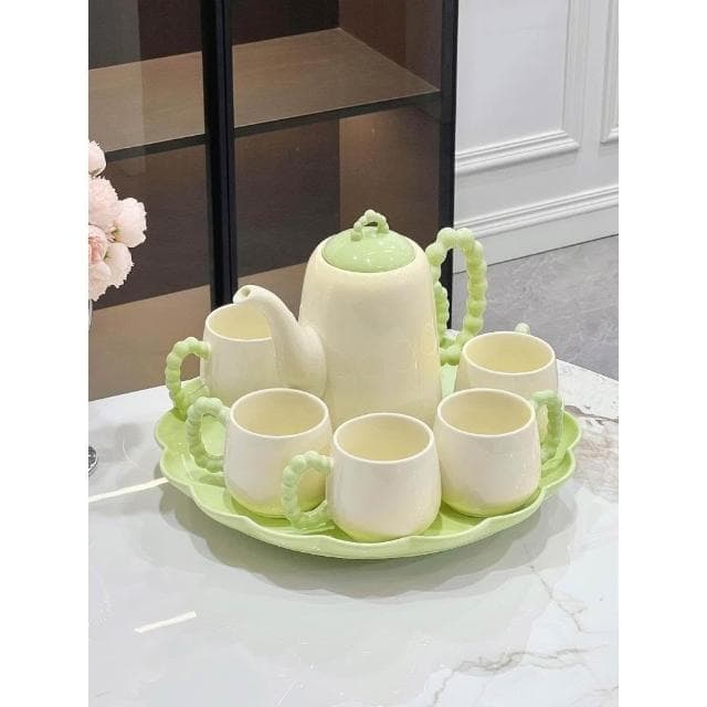 奶油風陶瓷水杯子家用套裝茶杯茶具茶壺輕奢客廳喬遷生日禮物送人