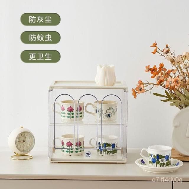 防塵杯子收納置物架 亞剋力杯架 水杯茶杯展示架子 桌麵放杯子 收納盒 茶杯放玻璃茶具櫃 桌麵傢用架子 檯麵置物杯櫃