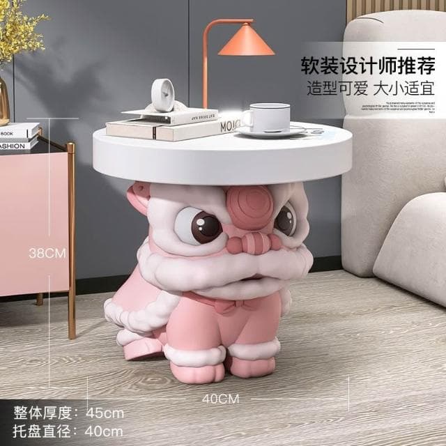 免運茶几床頭櫃生日禮物客廳擺件醒獅擺件獅子落地裝飾物擺件客廳擺件茶几家居飾品客廳床邊櫃