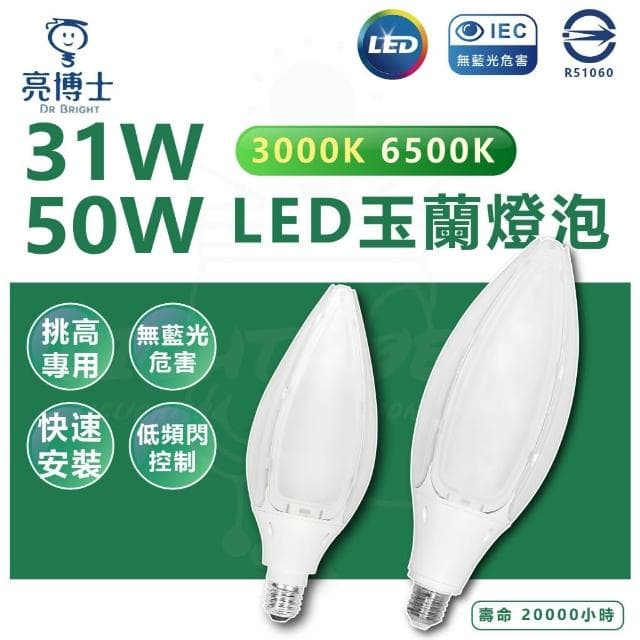 【亮博士】31W 50W LED玉蘭燈泡 挑高燈泡 高亮度燈泡 E27 白光 黃光 花瓣燈泡 LED燈泡 大瓦數
