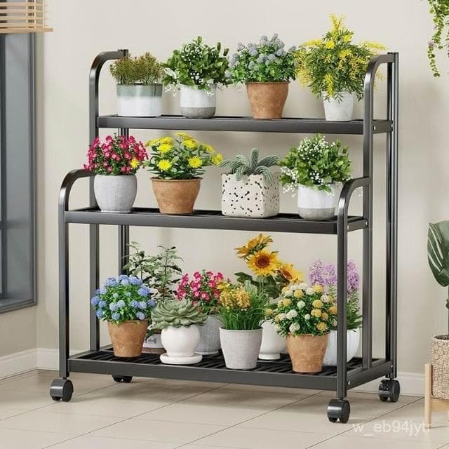 免運 鐵藝 陽臺花架子 室內外客廳簡約落地式 花架陽臺落地式  防腐防銹多層多肉綠蘿架盆栽架 園藝花架 植物架 陽臺花架