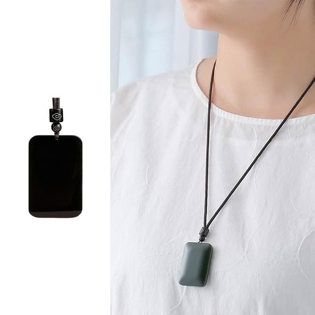 【EMMA SUE】墨玉項鍊 玉石吊墜 無事牌 玉項鍊 和田玉項鍊 招財項鍊 玉墜 掛件 玉牌 禮物 保平安 送長輩