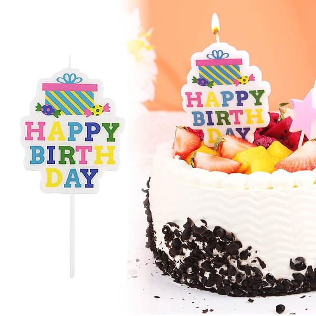 【六分埔禮品】禮物盒Happy birthday生日蠟燭(擺飾英文字蠟燭慶生蛋糕裝飾兒童生日快樂蠟燭)