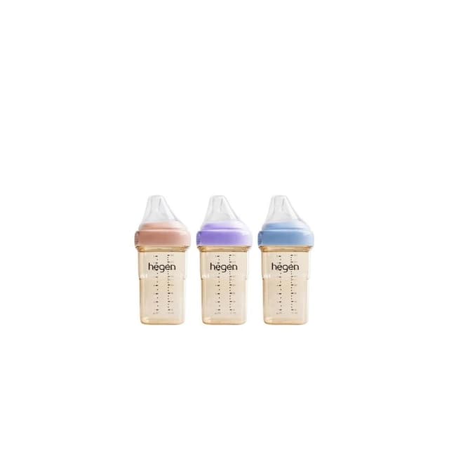 【hegen】金色奇蹟PPSU多功能方圓型寬口奶瓶 240ml 單瓶組 (嫣粉/沁藍/漾紫)