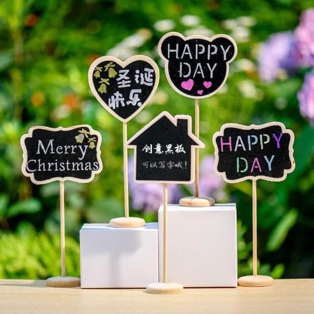 創意小黑板告示牌 ｜微景觀 黑板 標示牌  盆栽標示 花插 說明插牌 植物名牌 木制黑板 指示牌 告示牌 粉筆 板擦