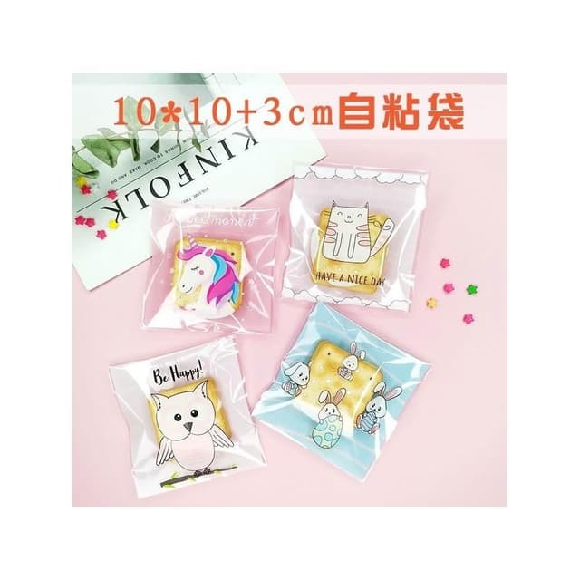 優選~台灣現貨 包裝袋10*10自粘袋  超可愛小兔小熊小狗小貓西點袋 自粘袋 禮物包裝 餅乾袋 糖果袋 月餅袋