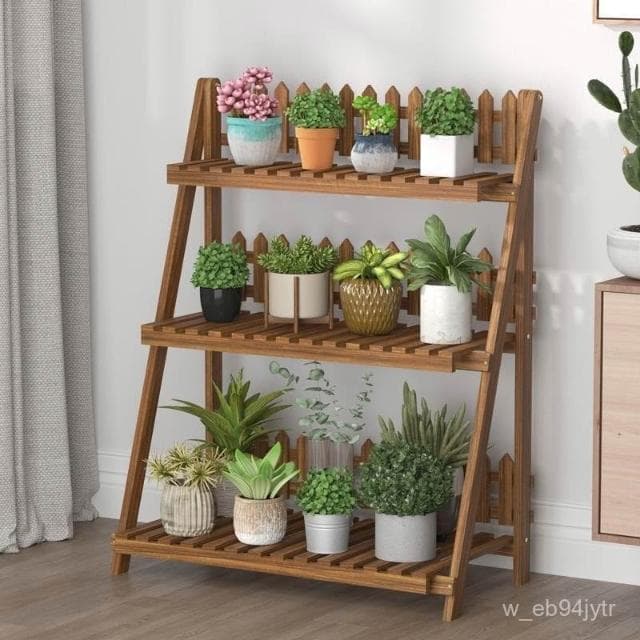 折疊 多層花架 客廳陽臺 花盆 防腐木 隔斷 裝飾戶外 庭院 綠蘿 置物架 實木花架盆栽架 多肉植物架 陽臺花架 花盆架