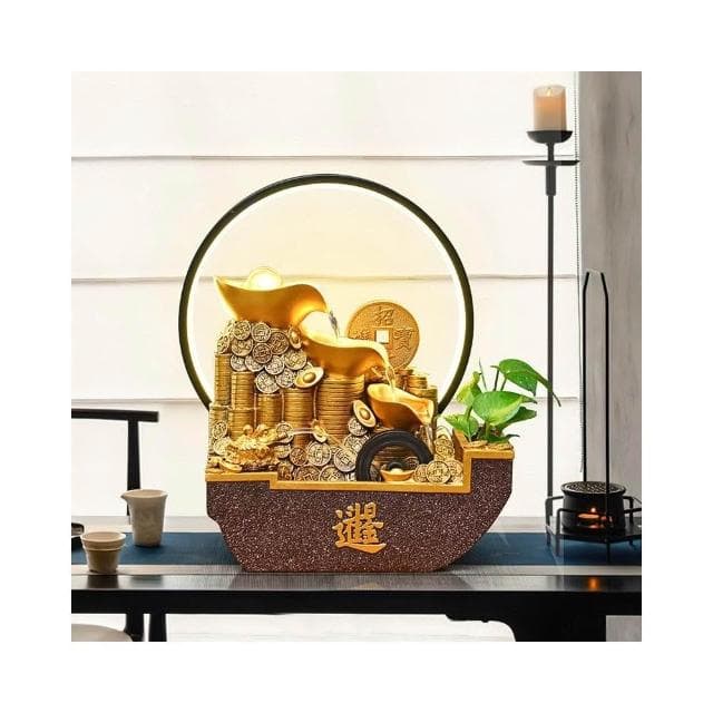招財流水生財擺件開店禮物循環水噴泉擺件開業禮物喬遷禮物入厝入厝禮物開幕居家擺件辦公室客廳桌麵風水輪造景
