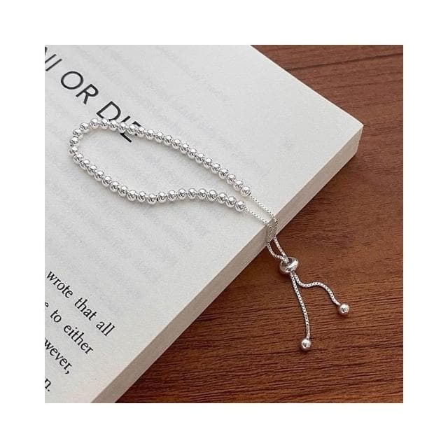 Sweet Air  通體純銀 全銀 S925純銀 滑扣式 光面豆豆純銀手鍊 Y2369 串珠純銀手環