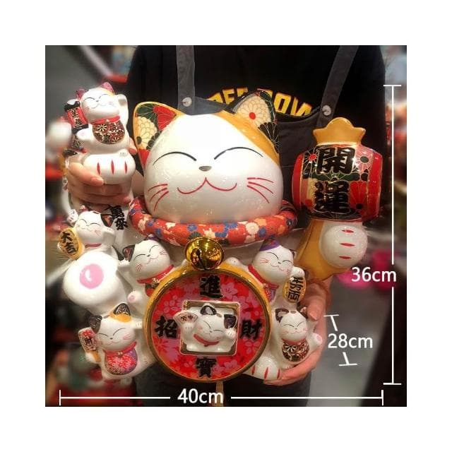 福緣貓大號風生水起裝飾擺件公司前臺家居玄關店鋪開業送禮招財貓