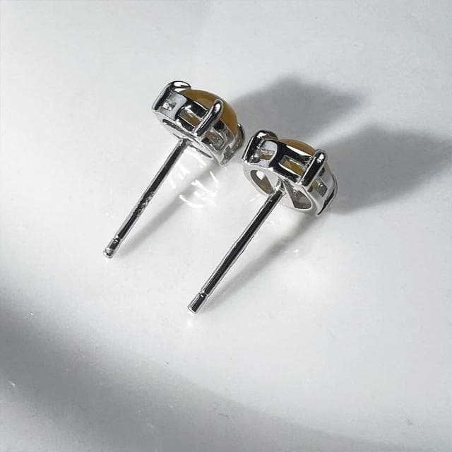 【玉我翡翠】黃翡 耳針 耳釘 925純銀耳飾 M1861*1 緬甸A貨翡翠【玉我翡翠】耳環 純銀飾品