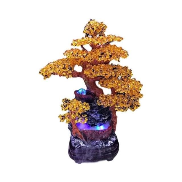 風水擺件 裝飾品 桌麵擺件 居家擺件 招財闢邪 黃水晶樹擺件流水財源滾滾客廳聚寶喬遷禮品店鋪開業禮物