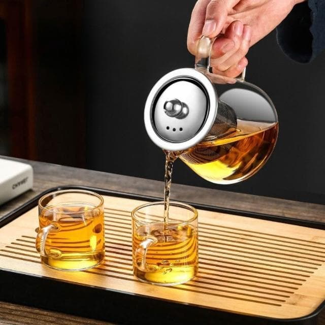 {日昭}304耐熱高硼硅玻璃茶壺(電磁爐泡茶壺 過濾沖茶器 家用辦公室茶具 冷熱兩用 禮品 簡約日式設計 便攜)
