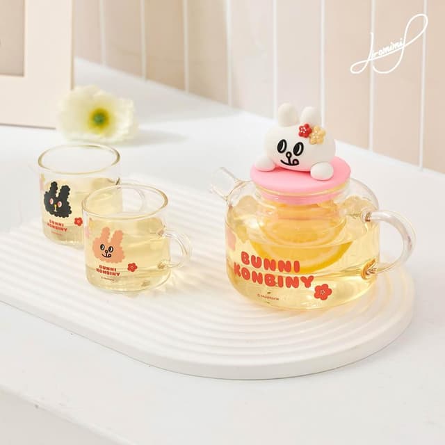 【Sogno 好物專賣店】Bunni Konbiny 泡茶組(2杯1壺) 茶壺 泡茶 茶具 泡茶壺 辦公咖啡杯