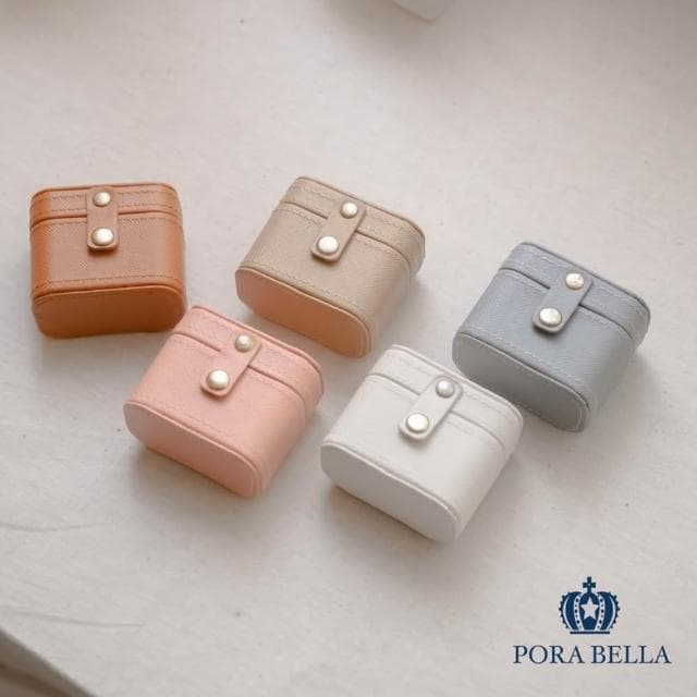 【Porabella】迷你粉嫩配色隨身首飾盒 珠寶盒 生日禮物 皮革類飾品盒 飾品戒指項鍊耳環耳夾收納