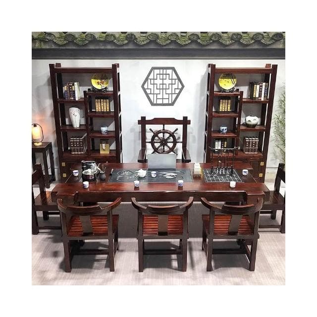 老船木茶桌椅組合實木辦公室泡茶臺茶具套裝桌子一體功夫茶幾家用