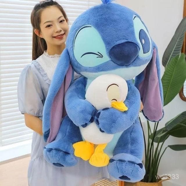 史迪仔抱鴨子玩偶寶貝公仔史迪奇毛絨玩具布娃娃情人節生日禮物