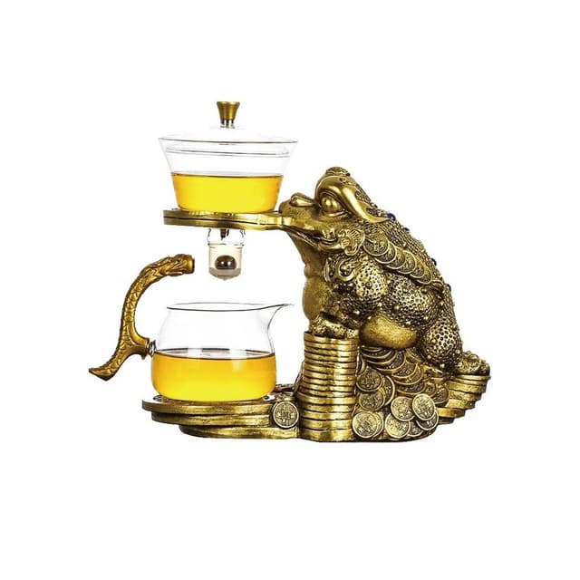 招財金蟾蜍自動磁吸泡茶壺 ( 懶人茶具 茶杯 茶壺 茶具 功夫茶具 泡茶壺 自動泡茶 泡茶組 茶具組 入厝 送禮 開店)