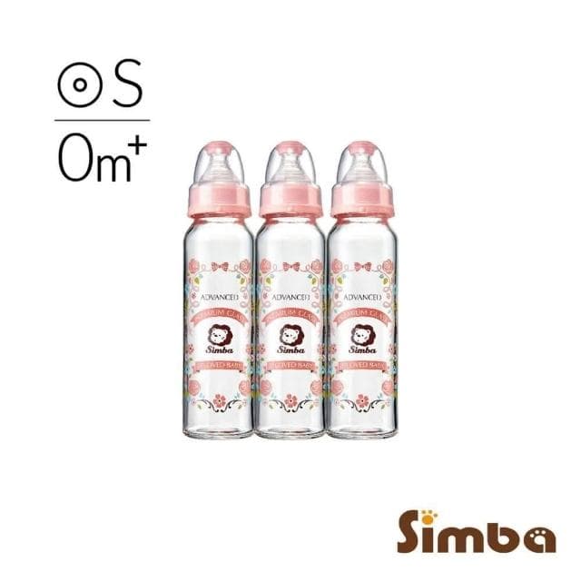 【Simba 小獅王辛巴】蘿蔓晶鑽標準玻璃大奶瓶3支組 240ml -新生兒托斯卡尼陽光笑臉組