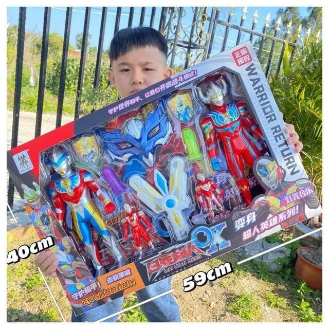 送禮推薦 大號奧特曼玩具 奧特曼手辦 玩具 百變超人變身器男孩兒童怪獸迪伽賽羅泰羅人偶奧特玩具禮盒