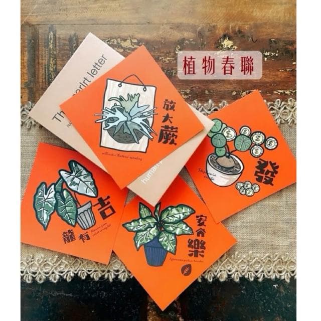 春聯 創意春聯 植物春聯 觀葉春聯 斗方手繪春聯 文創春聯 招財 開運植栽