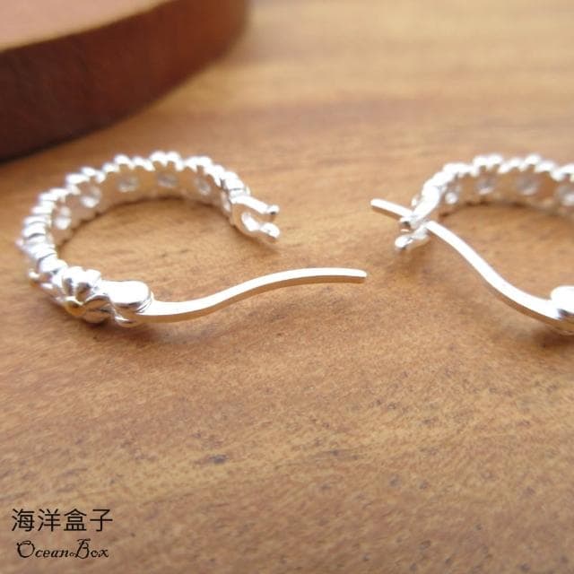 【海洋盒子】純潔唯美清新黃色小雛菊S990純銀針式易扣耳環.圈圈耳環