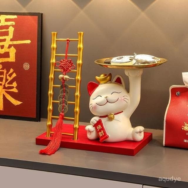 漫生活招財貓 招財貓擺件 招財擺飾 鑰匙託盤 玄關擺件 客廳擺飾 家居裝飾品 電視櫃擺件 喬遷禮品 入厝禮物 交換禮物