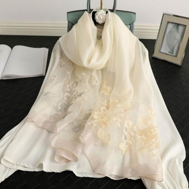 【巴黎精品】現貨+預購 絲質絲巾羊毛圍巾-海棠花刺繡絲滑捲邊女配件8色a1gt16
