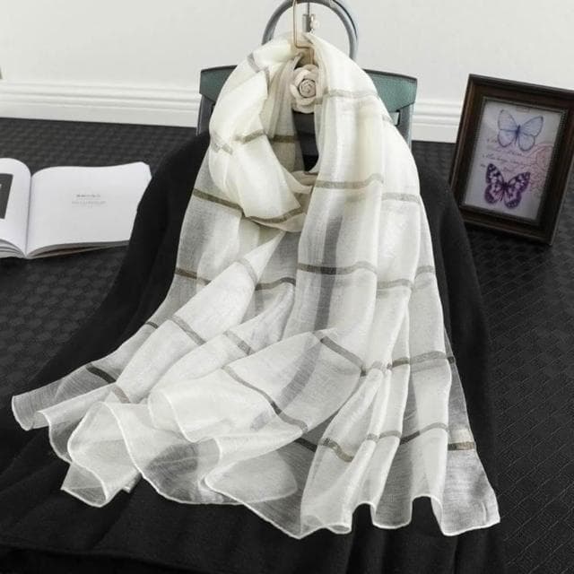 【巴黎精品】現貨出清 絲質絲巾羊毛圍巾-金絲紗巾簡約絲滑女配件7色a1gt52