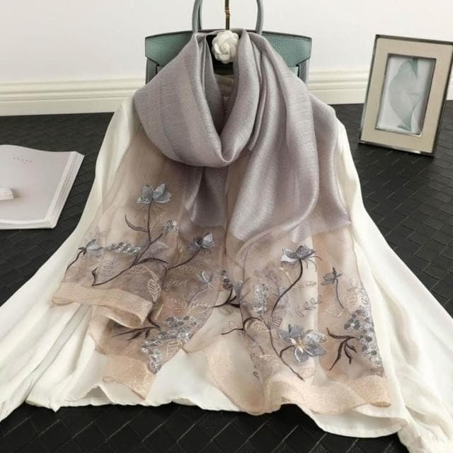 【巴黎精品】現貨+預購 絲質絲巾羊毛圍巾-刺繡花卉披巾絲滑女配件7色a1gt54