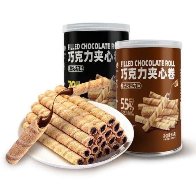 💖 蔔珂黑巧克力夾心捲罐裝夾心餅乾網紅休閒零食兒童零食送女友禮物
