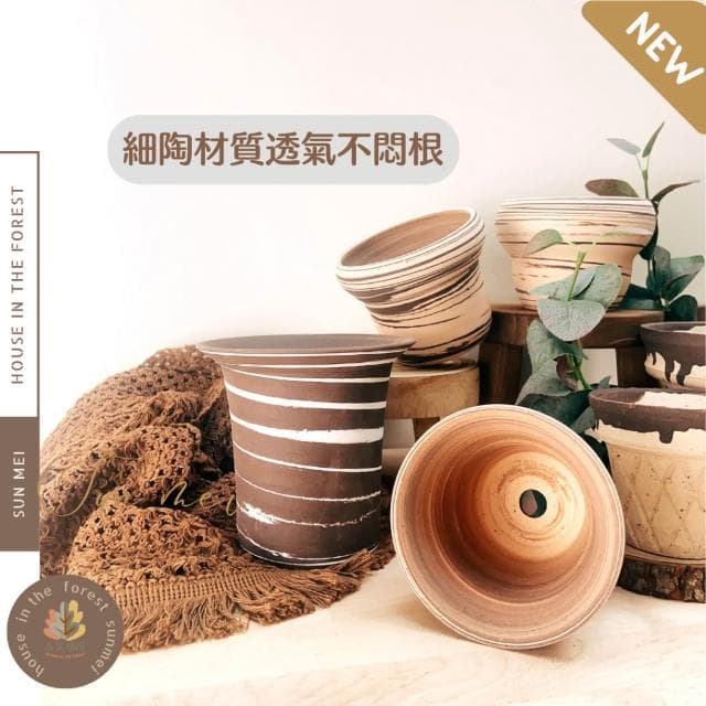 陶盆 波紋直筒粗陶盆 手工粗陶盆 花盆 花器 盆器 花瓶 觀葉植物 多肉植物 塊根植物 居家植栽